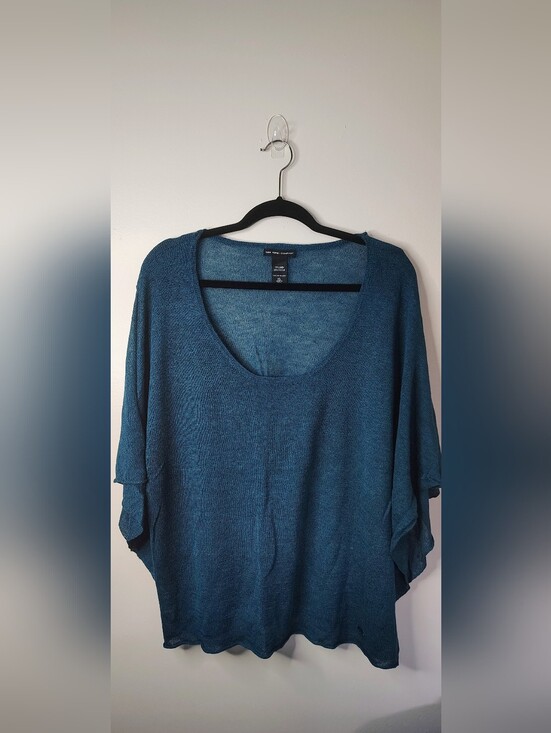 New York & Company Sweaters - New York & Company Linen-Blend Teal‎  Scoop Neck Sweater